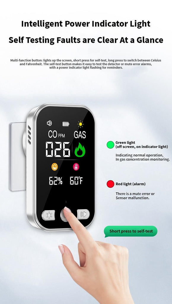 4-in-1 Multi-Functional Natural Gas Detector with Digital Display