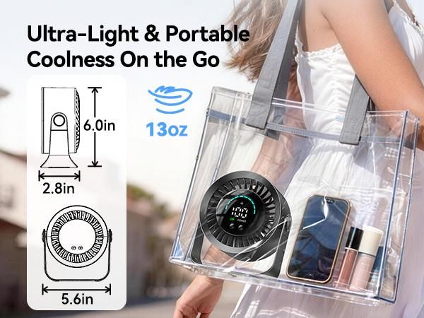 Rechargeable USB Desk Fan with 100 Speeds, 360° Rotation, Wall Mount, LED Display
