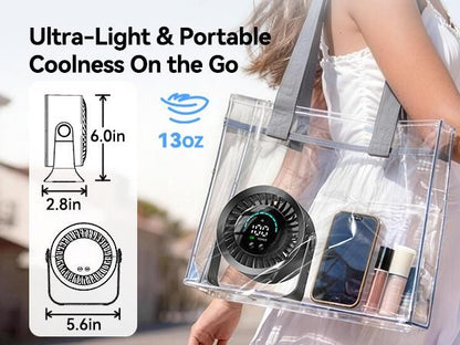Rechargeable USB Desk Fan with 100 Speeds, 360° Rotation, Wall Mount, LED Display