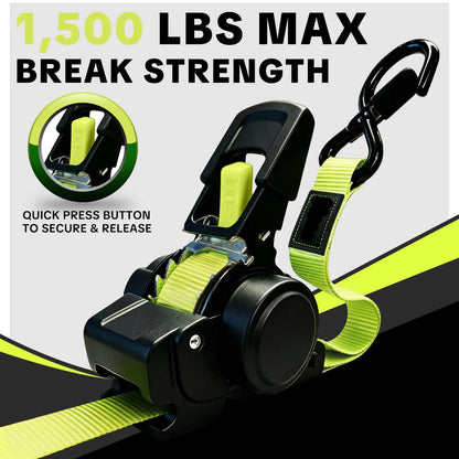 1 in x 11 ft Ratchet Tie-Down Straps | 1500 lb Break Strength Cargo Straps for Appliances, Lawn Equipment, Motorcycle | Green