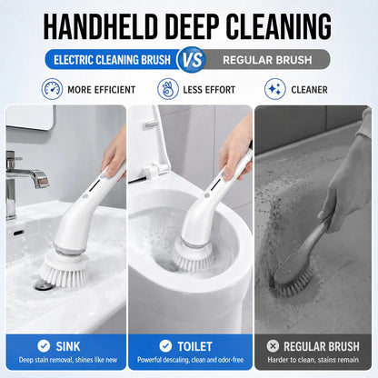 Wireless Electric Spin Scrubber with 9 Brush Heads and Extendable Handle