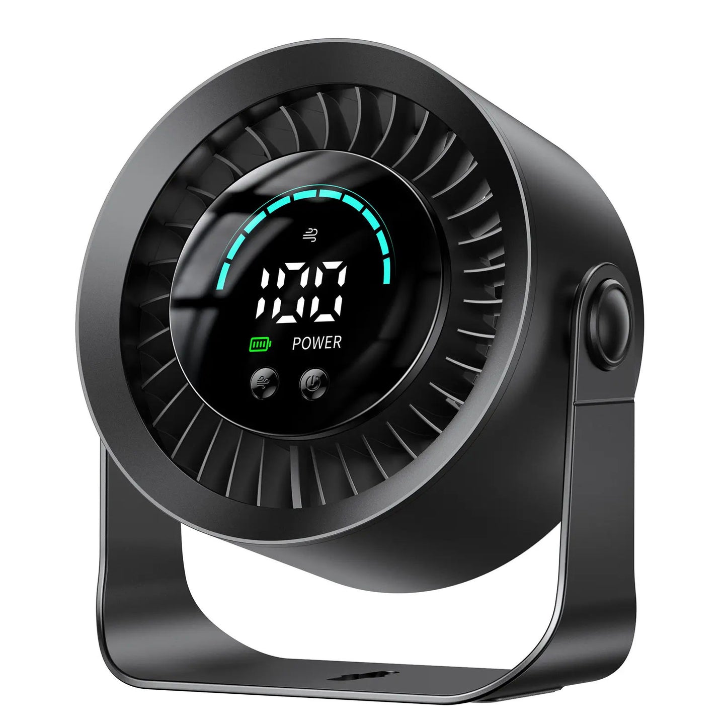 Rechargeable USB Desk Fan with 100 Speeds, 360° Rotation, Wall Mount, LED Display