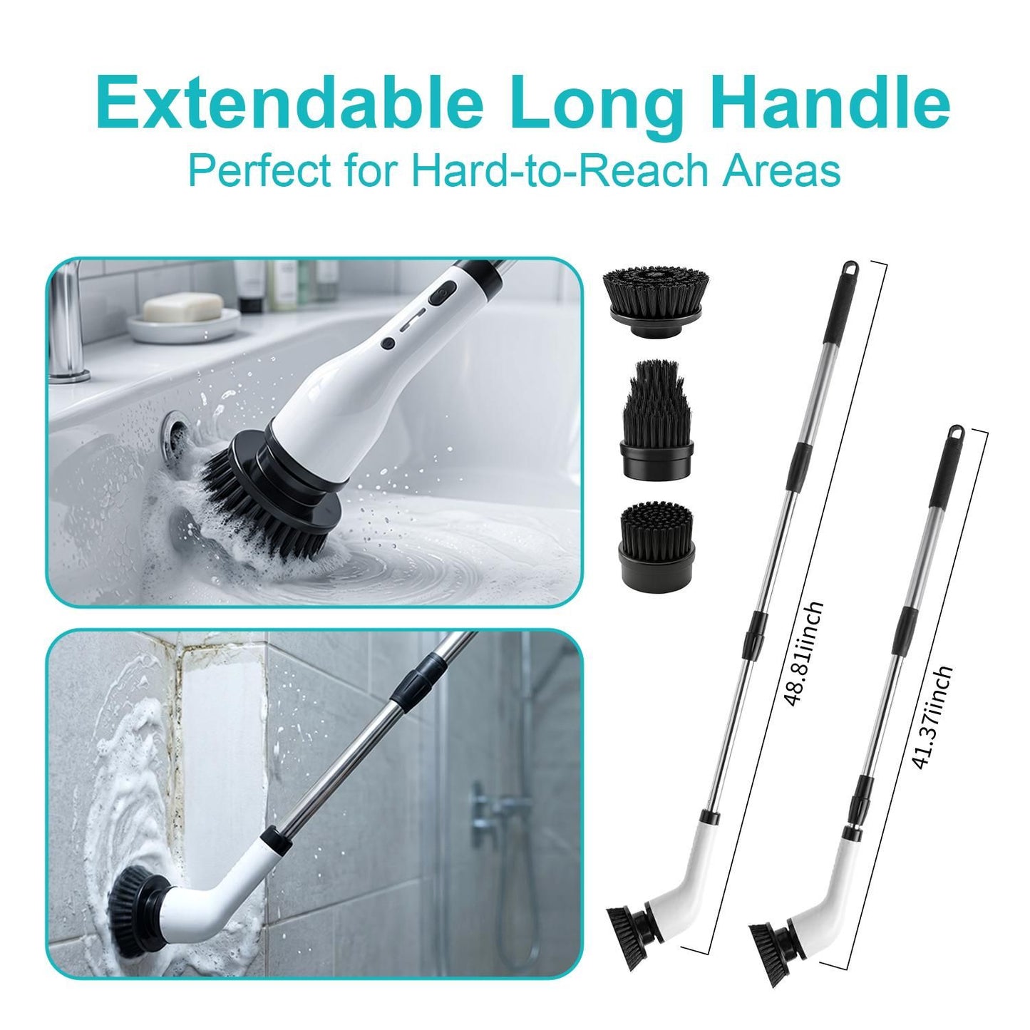 Wireless Electric Spin Scrubber with 9 Brush Heads and Extendable Handle