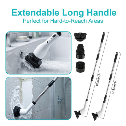 Wireless Electric Spin Scrubber with 9 Brush Heads and Extendable Handle