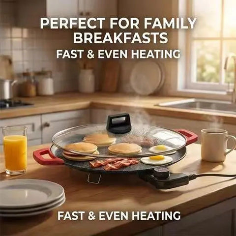 Portable Electric Korean BBQ Grill Griddle with Non-Stick Pan