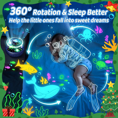 5-in-1 Kids Night Light Projector | 91 Lighting, 3 Films, Remote, Dimmable, 360° Rotation