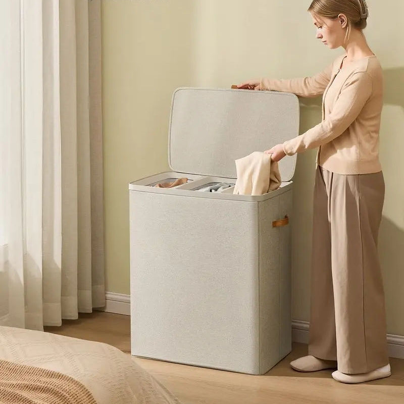 44.9-Gallon Polyester Modern Laundry Basket with Lid and Handles