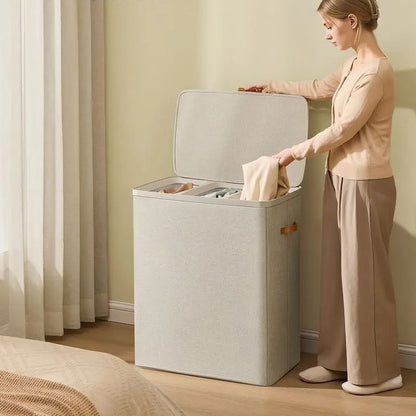 44.9-Gallon Polyester Modern Laundry Basket with Lid and Handles