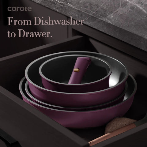 21-Piece Nonstick Cookware Set with Detachable Handles, Induction-Compatible, Dishwasher Safe, RV-Ready