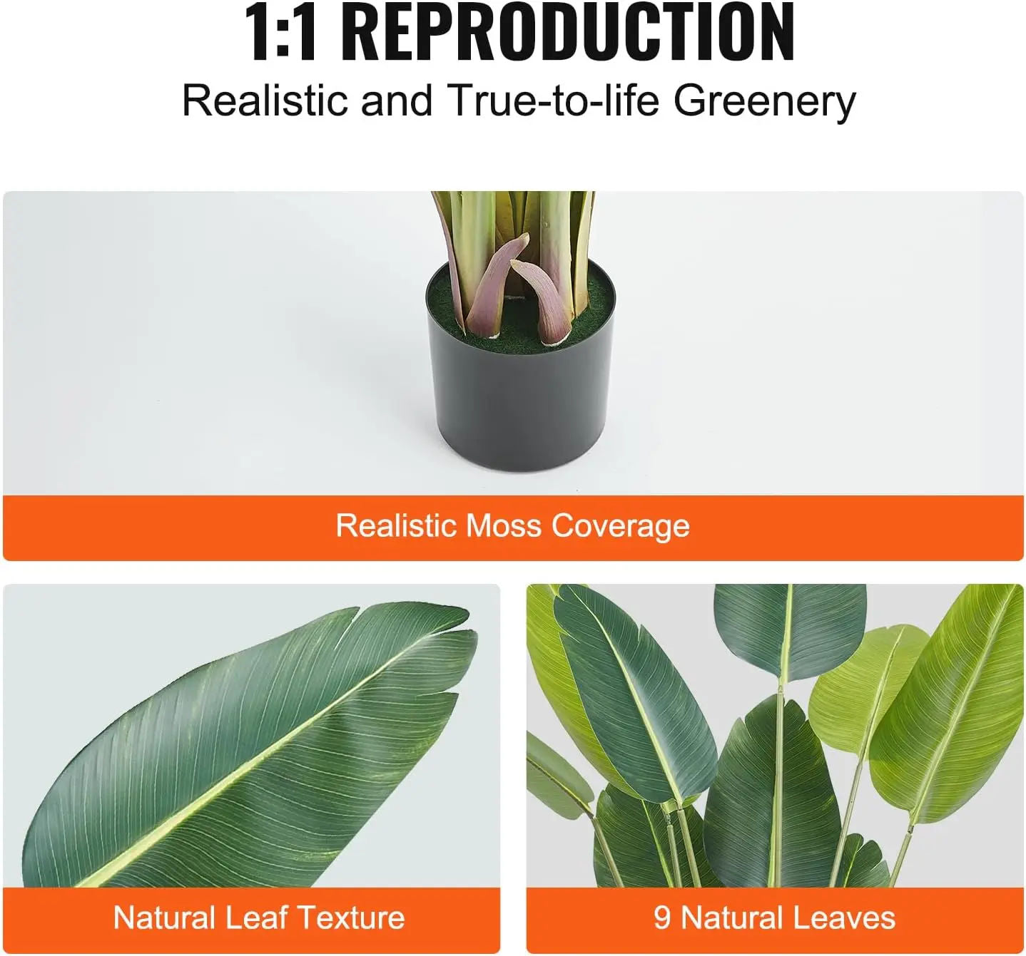 5-Foot Artificial Bird of Paradise Plant with Decorative Pot