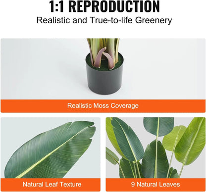 5-Foot Artificial Bird of Paradise Plant with Decorative Pot