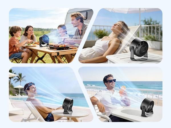 Rechargeable USB Desk Fan with 100 Speeds, 360° Rotation, Wall Mount, LED Display