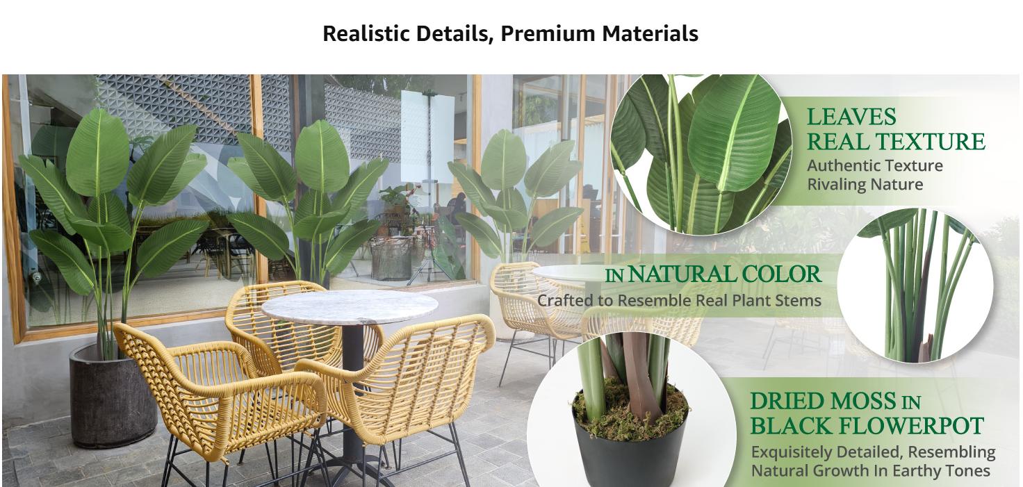 5-Foot Artificial Bird of Paradise Plant with Decorative Pot