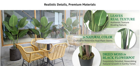 5-Foot Artificial Bird of Paradise Plant with Decorative Pot