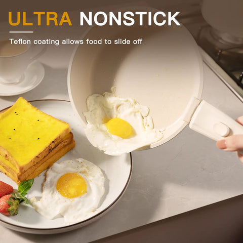 20-Piece Non-Stick Pots and Pans Set with Detachable Handle, Oven Safe, Stackable
