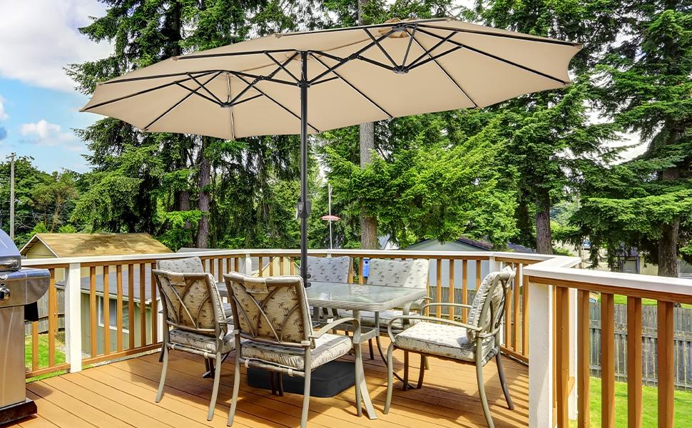 Massive 12-Mode Color-Changing Solar Patio Umbrella with Base Stand