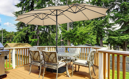 Massive 12-Mode Color-Changing Solar Patio Umbrella with Base Stand