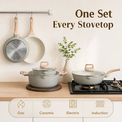16-Piece Non-Toxic PFAS-Free Ceramic Cookware Set