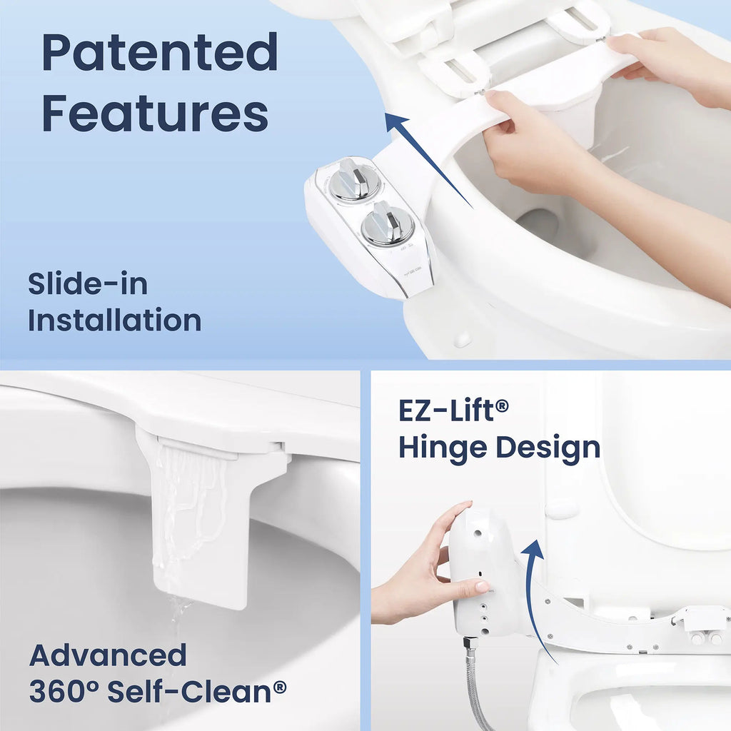 Dual Nozzle Bidet Toilet Seat Attachment | Rear & Feminine Wash, 360° Self-Clean | NEO 185 Plus