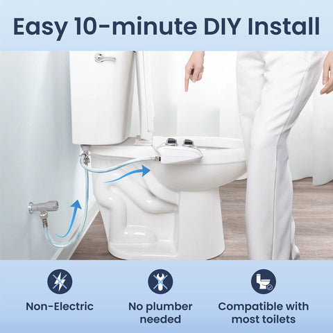 Dual Nozzle Bidet Toilet Seat Attachment | Rear & Feminine Wash, 360° Self-Clean | NEO 185 Plus