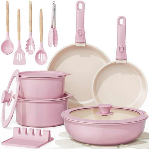 20-Piece Non-Stick Pots and Pans Set with Detachable Handle, Oven Safe, Stackable