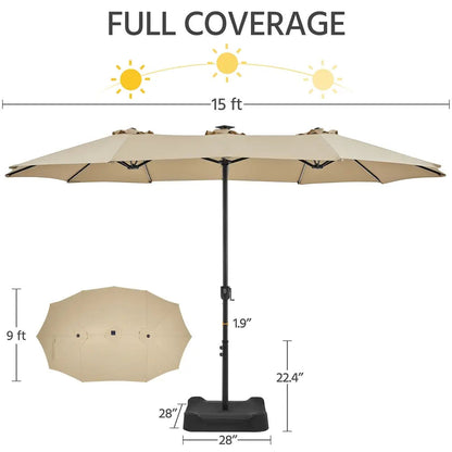 Massive 12-Mode Color-Changing Solar Patio Umbrella with Base Stand