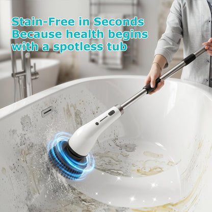 Wireless Electric Spin Scrubber with 9 Brush Heads and Extendable Handle