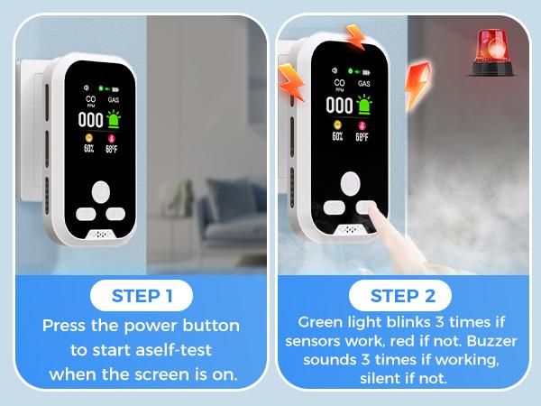 6-in-1 Portable Natural Gas, Temperature & Humidity Detector