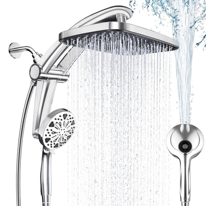 Dock-Free Dual Rain Shower Head Combo - 12" High-Pressure Rainfall Shower