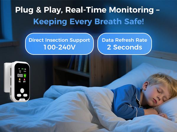 6-in-1 Portable Natural Gas, Temperature & Humidity Detector