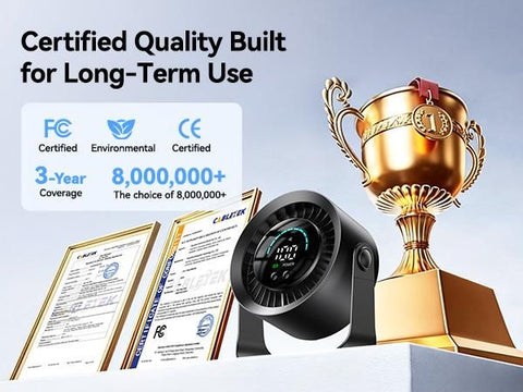 Rechargeable USB Desk Fan with 100 Speeds, 360° Rotation, Wall Mount, LED Display
