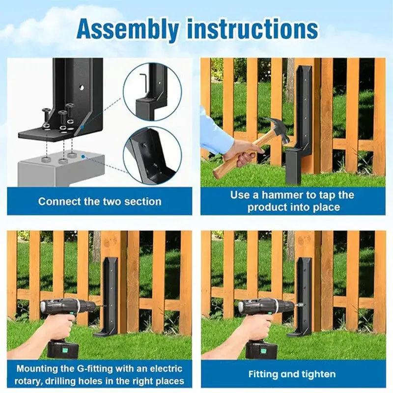 Reinforced Fence Post Repair Kit with Additional Screws and Tools
