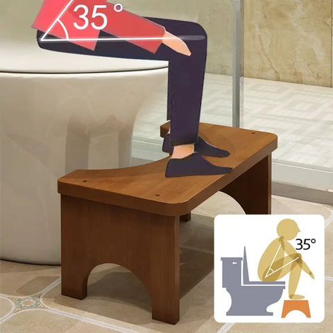 Bamboo Toilet Stool with Height Support Cushion