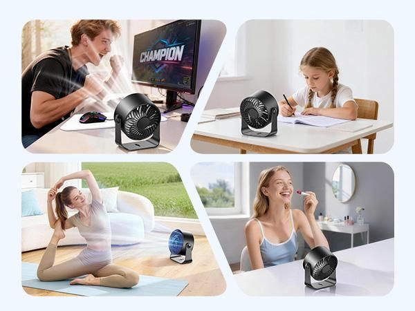 Rechargeable USB Desk Fan with 100 Speeds, 360° Rotation, Wall Mount, LED Display