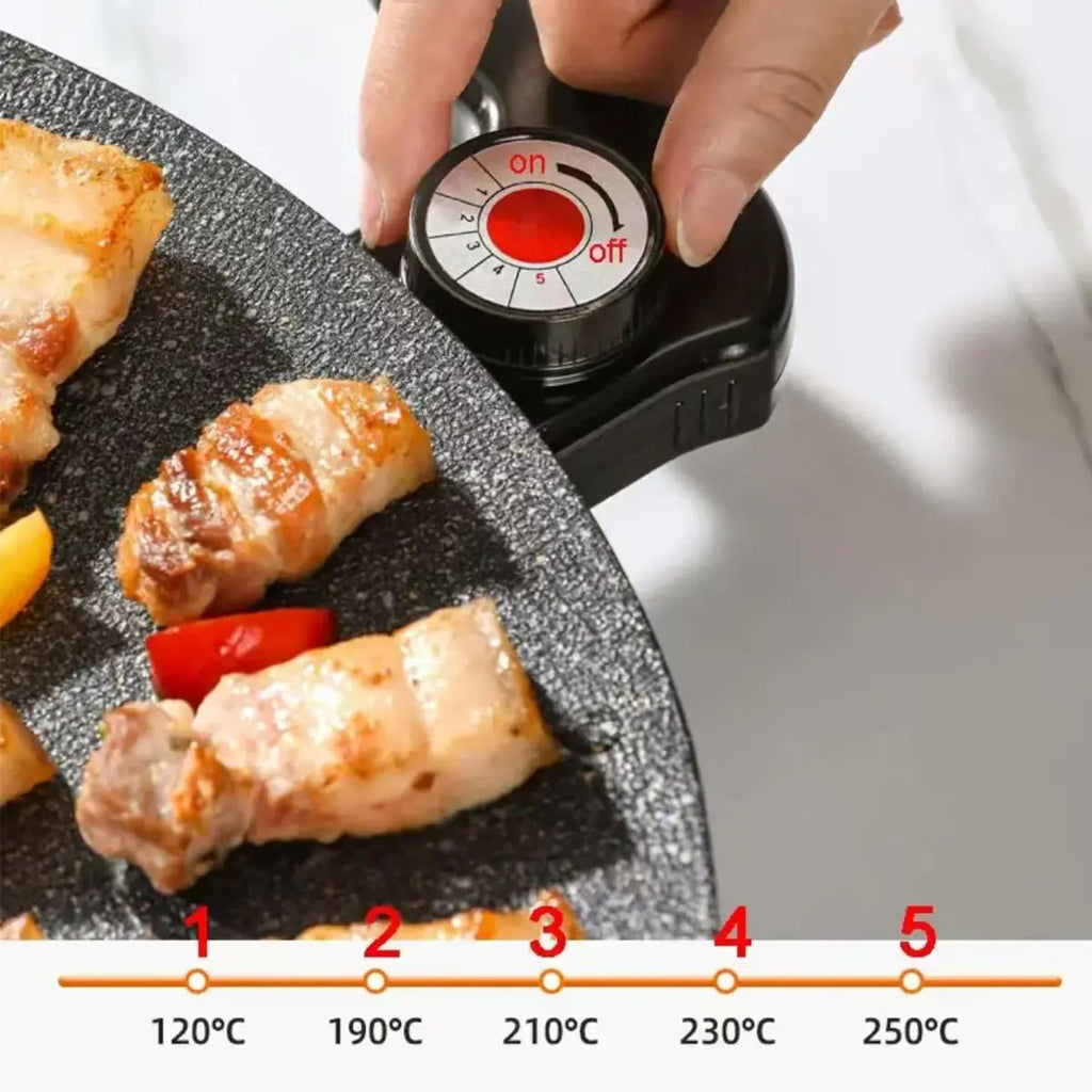 Portable Electric Korean BBQ Grill Griddle with Non-Stick Pan