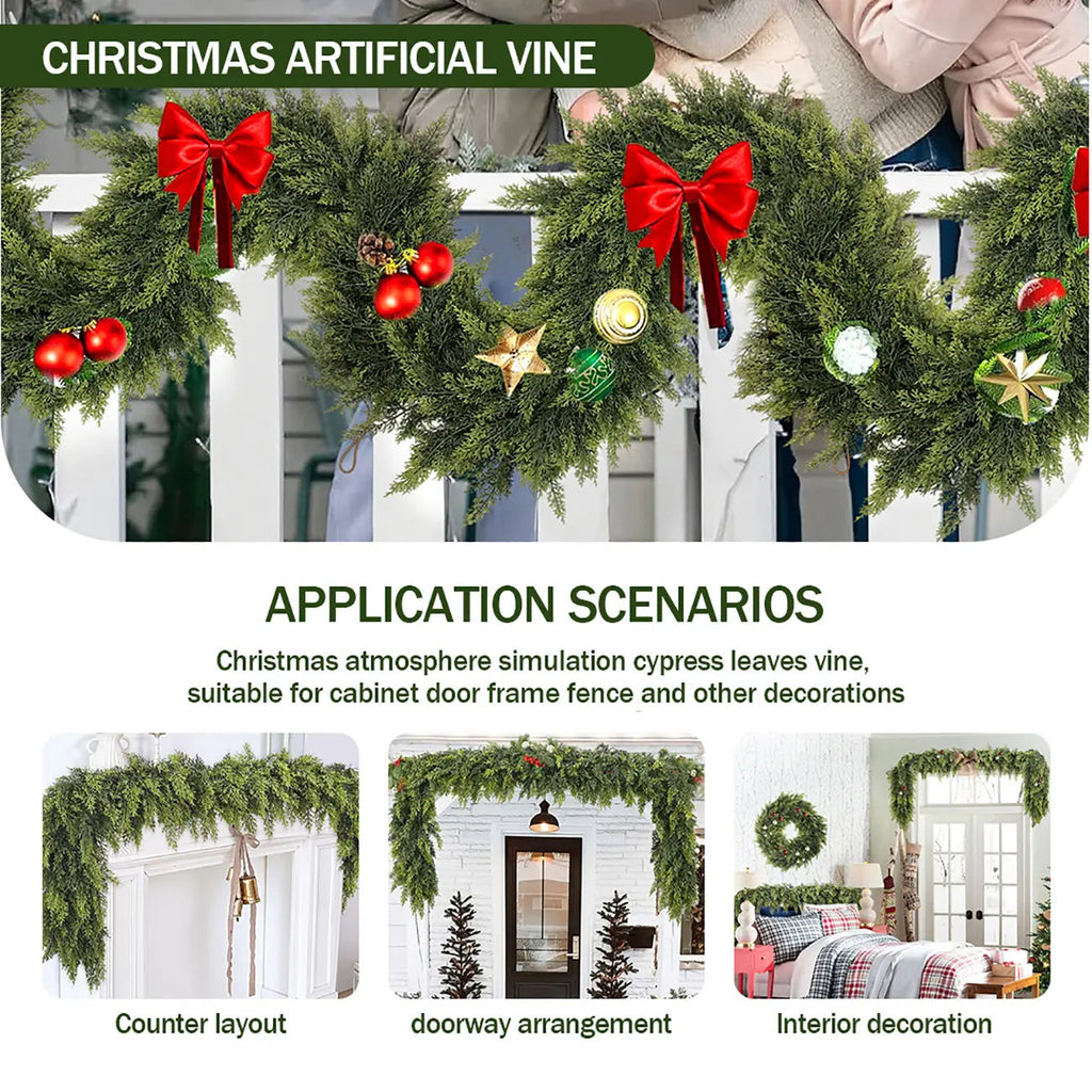 2-Piece 6 ft Artificial Cedar Garland Set | Real Touch Winter Greenery