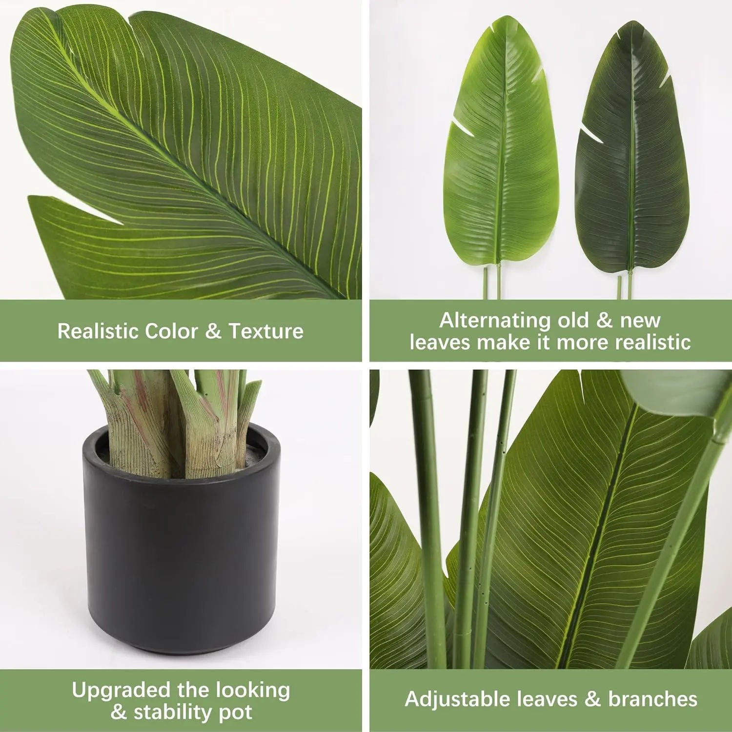 5-Foot Artificial Bird of Paradise Plant with Decorative Pot