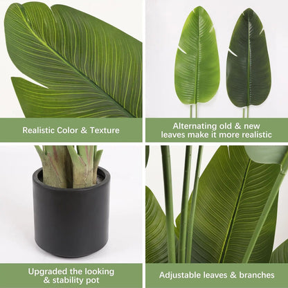 5-Foot Artificial Bird of Paradise Plant with Decorative Pot