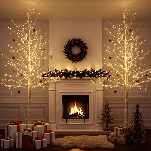 6 ft Lighted Birch Tree with 544 Warm White LED Lights | Indoor Decorative Twig Tree for Home, Christmas Holiday Decor