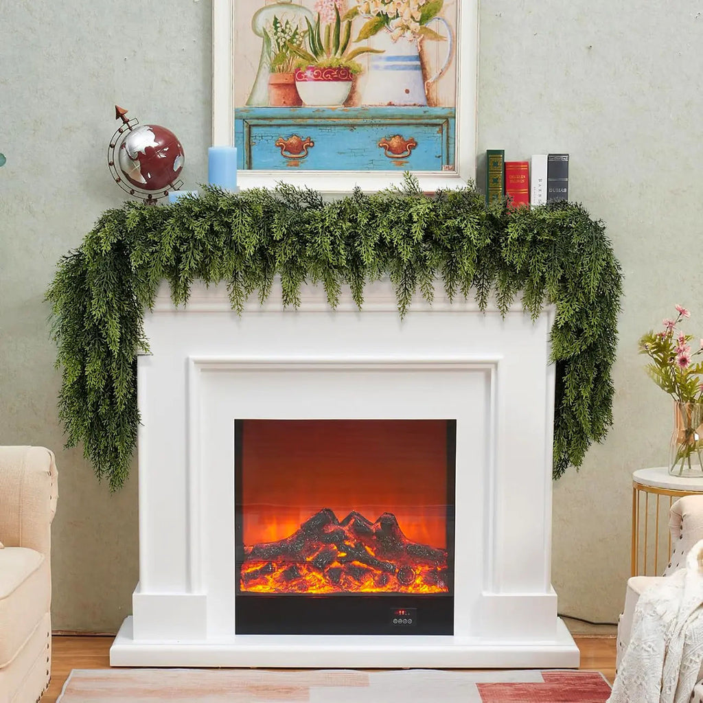2-Piece 6 ft Artificial Cedar Garland Set | Real Touch Winter Greenery