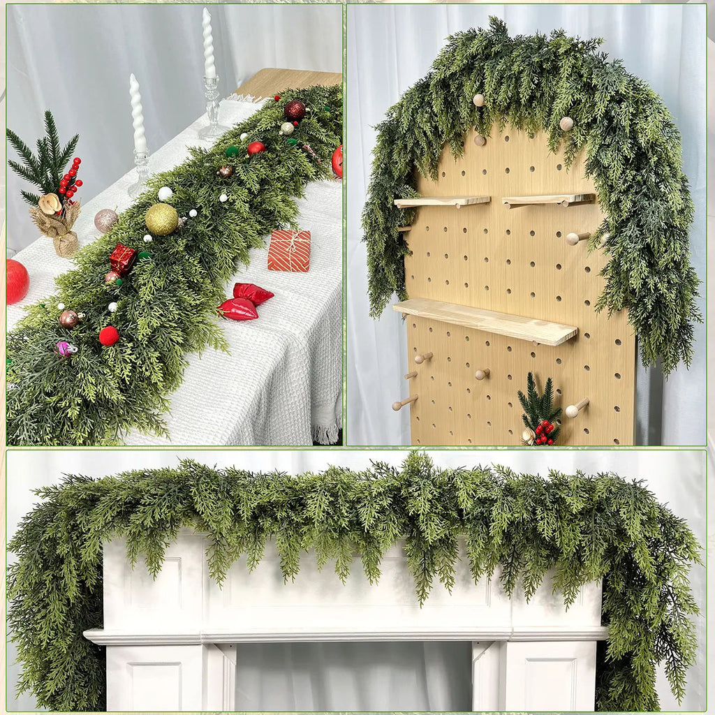 2-Piece 6 ft Artificial Cedar Garland Set | Real Touch Winter Greenery