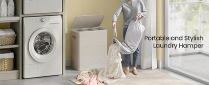 44.9-Gallon Polyester Modern Laundry Basket with Lid and Handles