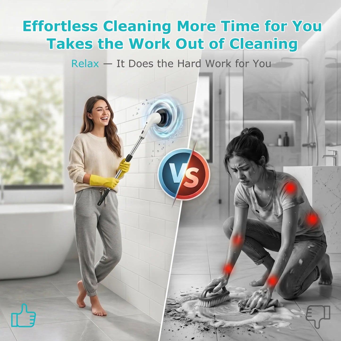 Wireless Electric Spin Scrubber with 9 Brush Heads and Extendable Handle