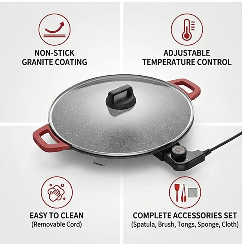 Portable Electric Korean BBQ Grill Griddle with Non-Stick Pan