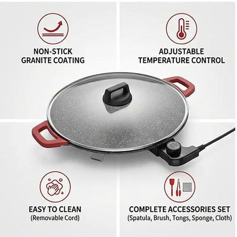 Portable Electric Korean BBQ Grill Griddle with Non-Stick Pan