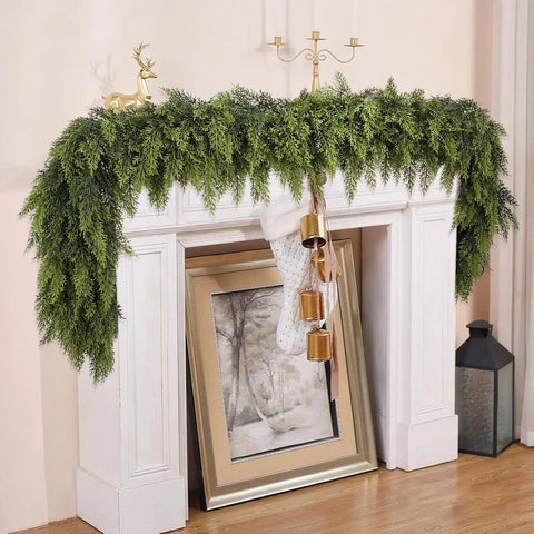 2-Piece 6 ft Artificial Cedar Garland Set | Real Touch Winter Greenery