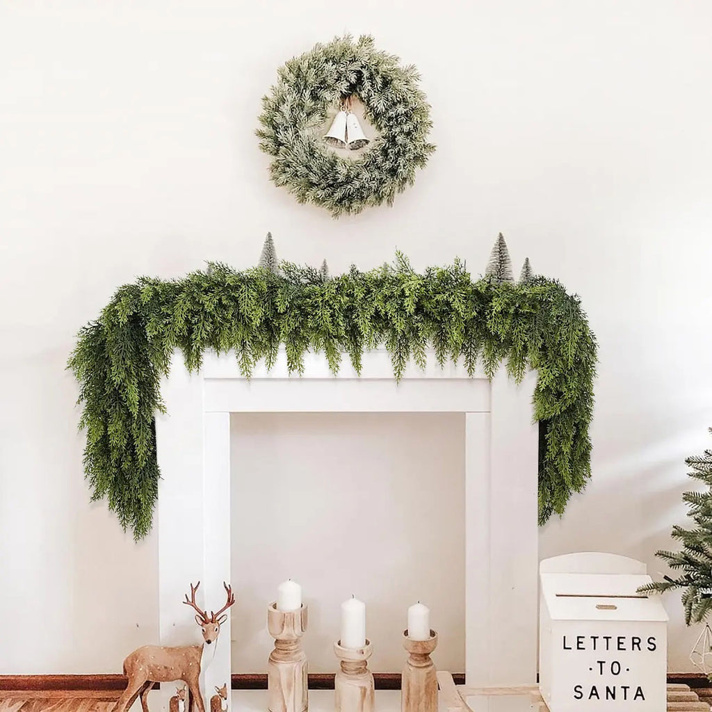 2-Piece 6 ft Artificial Cedar Garland Set | Real Touch Winter Greenery