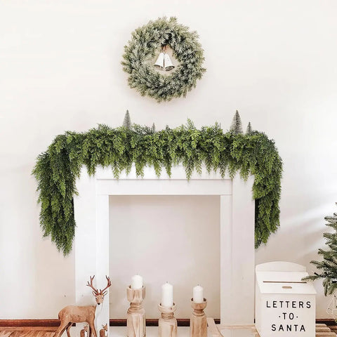 2-Piece 6 ft Artificial Cedar Garland Set | Real Touch Winter Greenery