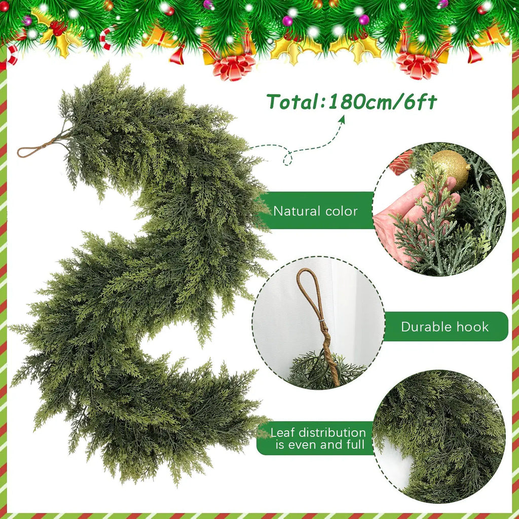 2-Piece 6 ft Artificial Cedar Garland Set | Real Touch Winter Greenery