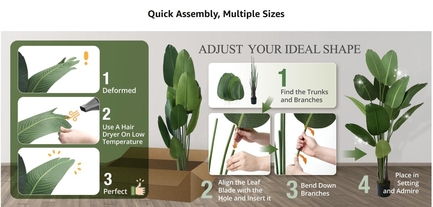 5-Foot Artificial Bird of Paradise Plant with Decorative Pot